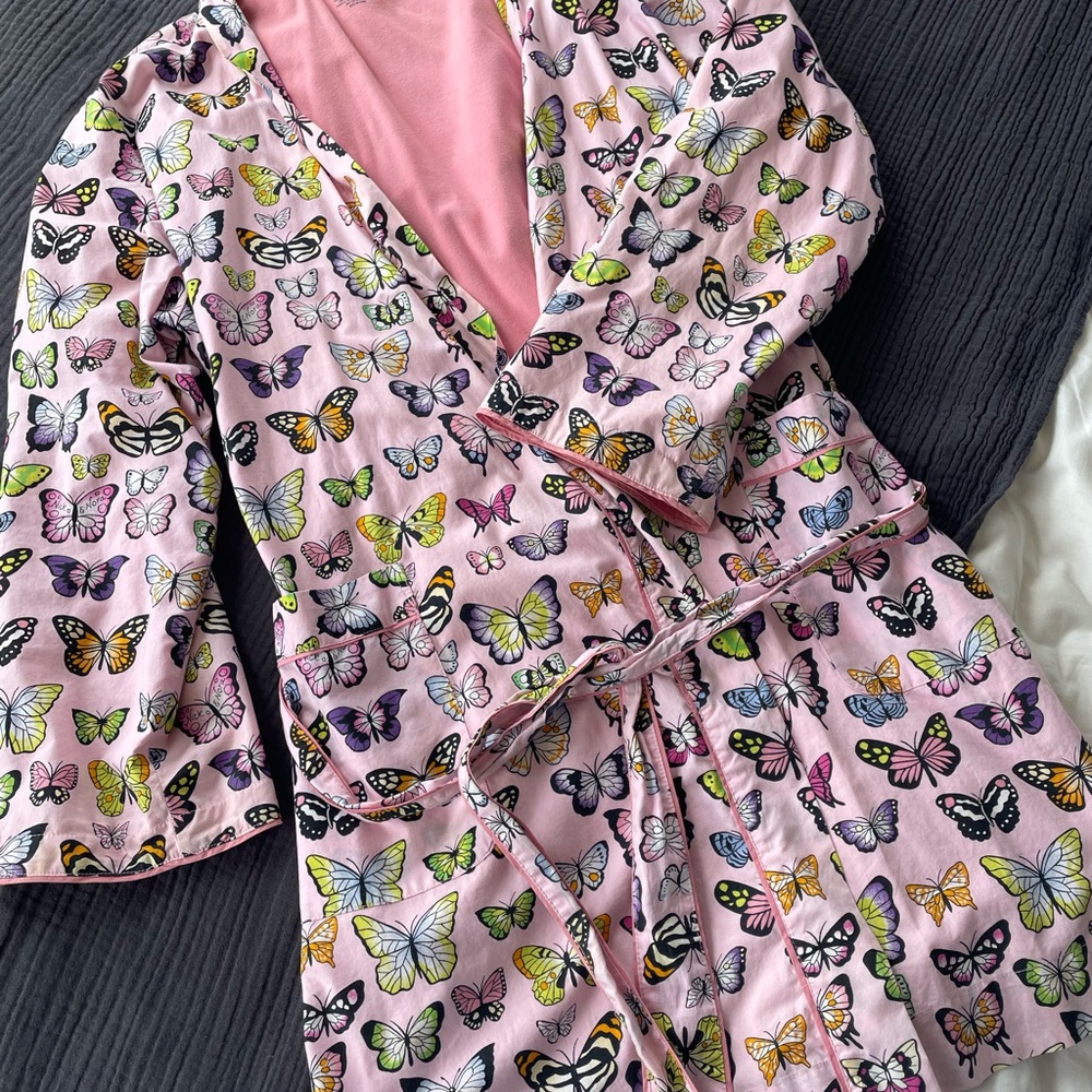Nick & Nora Pink Robe with Butterfly Accents